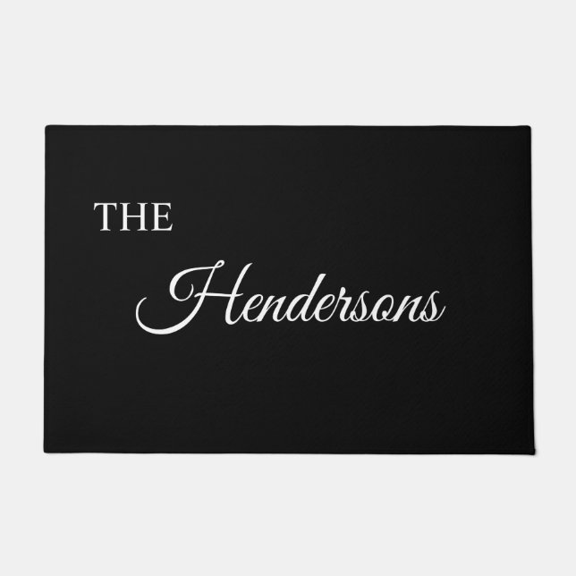 Personalisierter Nachname Dosenmatte in Schwarz Fußmatte (Vorderseite)