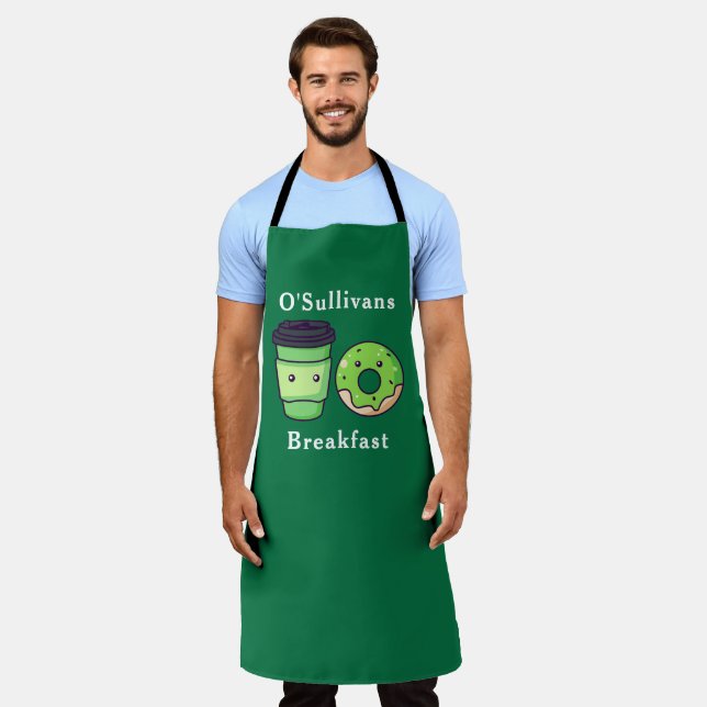 Personalisierter Nachname Green Irish Breakfast Sc Schürze (Getragen)