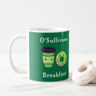 Personalisierter Nachname Irland Frühstück Donut T Kaffeetasse