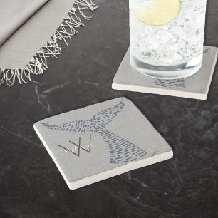 Personalisierter Nachname Nautischer Schwanz Kunst Steinuntersetzer