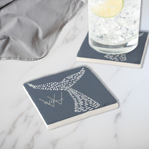 Personalisierter Nachname Nautischer Schwanz Kunst Steinuntersetzer