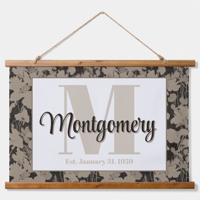 Personalisierter Nachname Wall Art Print Est Gesch Wandteppich Mit Holzrahmen (Vorne)