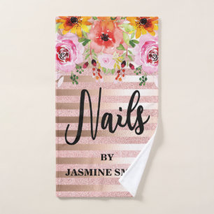 Personalisierter Nagel-Rosen-GoldGlitzer mit Handtuch