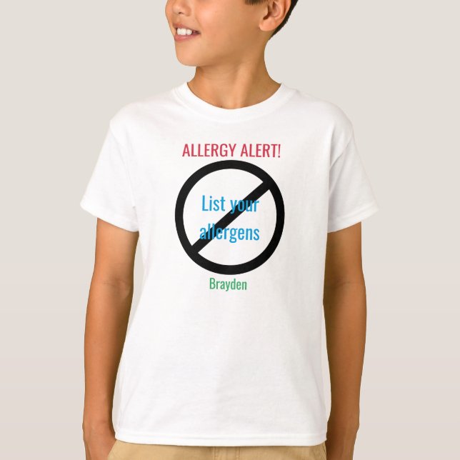 Personalisierter Nahrungsmittelallergie-Alarm T-Shirt (Vorderseite)