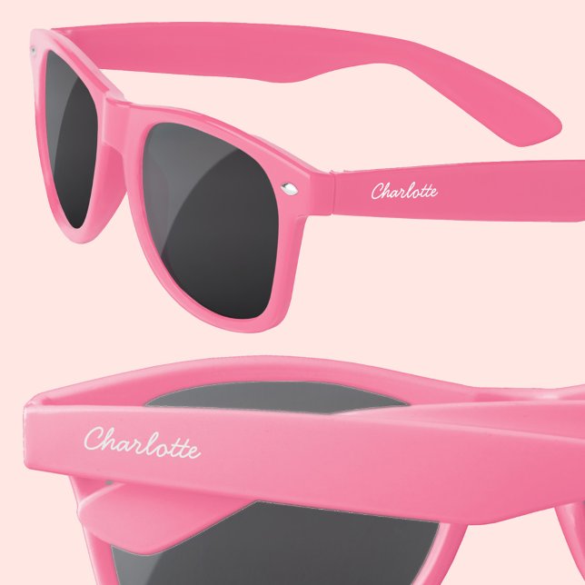 Personalisierter Name (Personalized script custom name sunglasses in pink, or your choice of color)