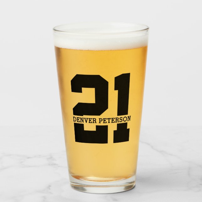 Personalisierter Name 21. Geburtstag Moderne Glas (Vorne (Gefüllt))