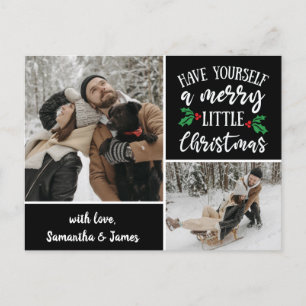 Personalisierter Name 2 Foto-Collage Weihnachten Postkarte