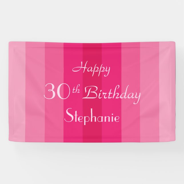 Personalisierter Name 30. 35. Geburtstag Rosa Stre Banner (Horizontal)
