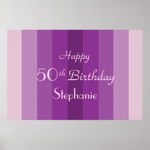 Personalisierter Name, 50. Geburtstag Lila Streife Poster