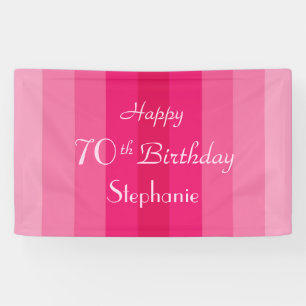 Personalisierter Name 70. Geburtstag Rosa Streifen Banner