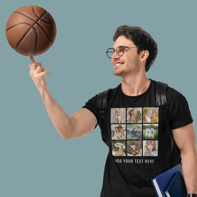 Personalisierter Name 9 FotoCollage T-Shirt (Von Creator hochgeladen)