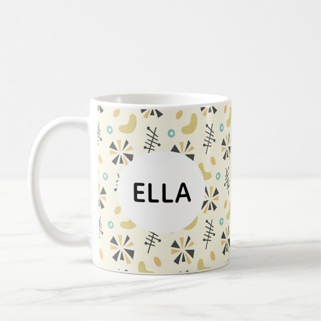 Personalisierter Name Abstrakt Retro 1950er Kaffeetasse (Links)
