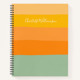 Personalisierter Name Abstrakt Sommergelbe Streife Notizbuch