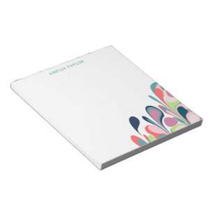 Personalisierter Name Abstrakte Blumen Blau Büro Z Notizblock