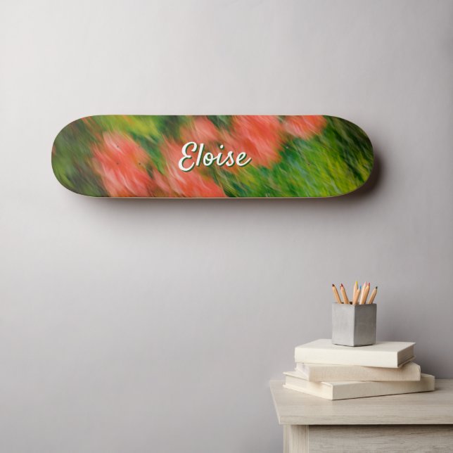Personalisierter Name, abstrakte Blumen  Skateboard (Wandkunst (Horz))