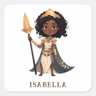 Personalisierter Name Afrikanischer Kleiner Ritter Quadratischer Aufkleber