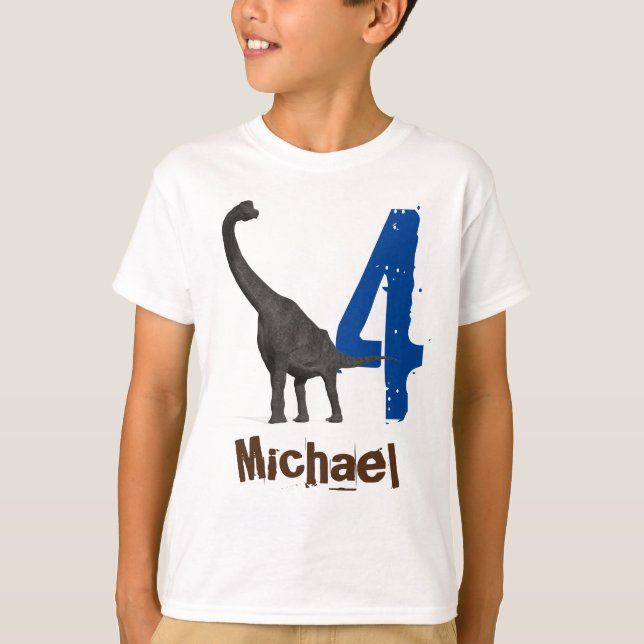 Personalisierter Name Age Brachiosaurus T-Shirt (Vorderseite)