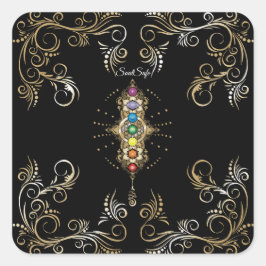 Personalisierter Name Aligned Gold Chakra Quadratischer Aufkleber
