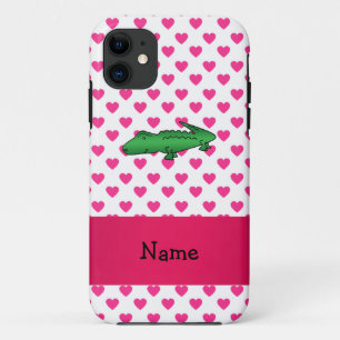 Personalisierter Name Alligator rosa Herzen Polka Case-Mate iPhone Hülle