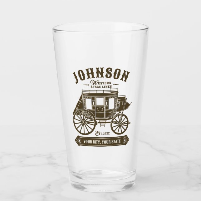 Personalisierter NAME Alte Western Stagecoach Befö Glas (Vorderseite)