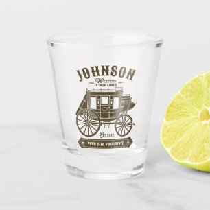 Personalisierter NAME Alte Western Stagecoach Befö Schnapsglas