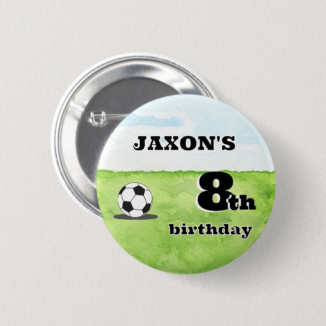 Personalisierter Name & Alter Fußball Button (Vorne & Hinten)