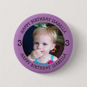 Personalisierter Name, Alter und Foto Geburtstag Button