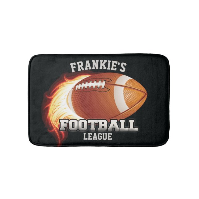 Personalisierter NAME American Football Flames Spo Badematte (Vorderseite)