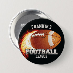 Personalisierter NAME American Football Flames Spo Button