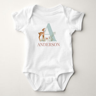 Personalisierter Name Anfangsbuchstabe A Baby T -  Strampler