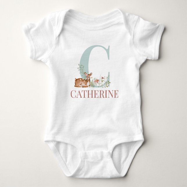 Personalisierter Name Anfangsbuchstabe C Baby Body Baby Strampler (Vorderseite)