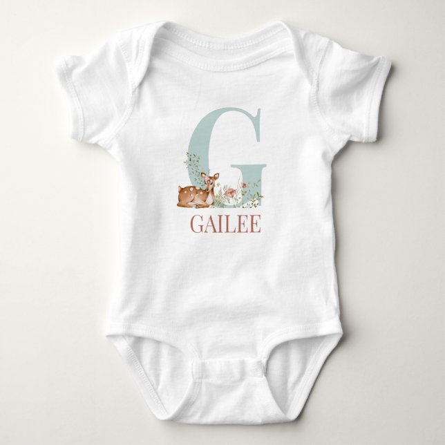 Personalisierter Name Anfangsbuchstabe G Baby Body Strampler (Vorderseite)