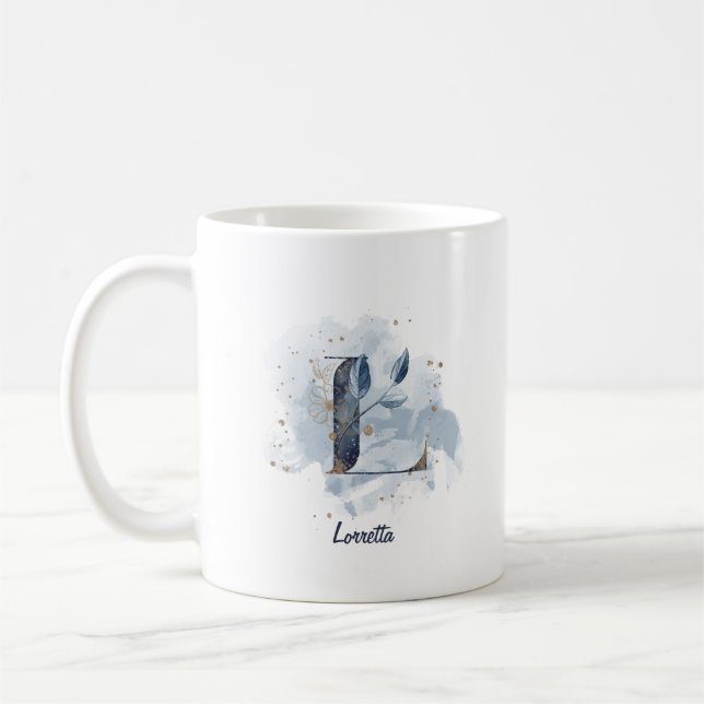 Personalisierter Name Anfangsbuchstabe L Kaffeetasse (Links)
