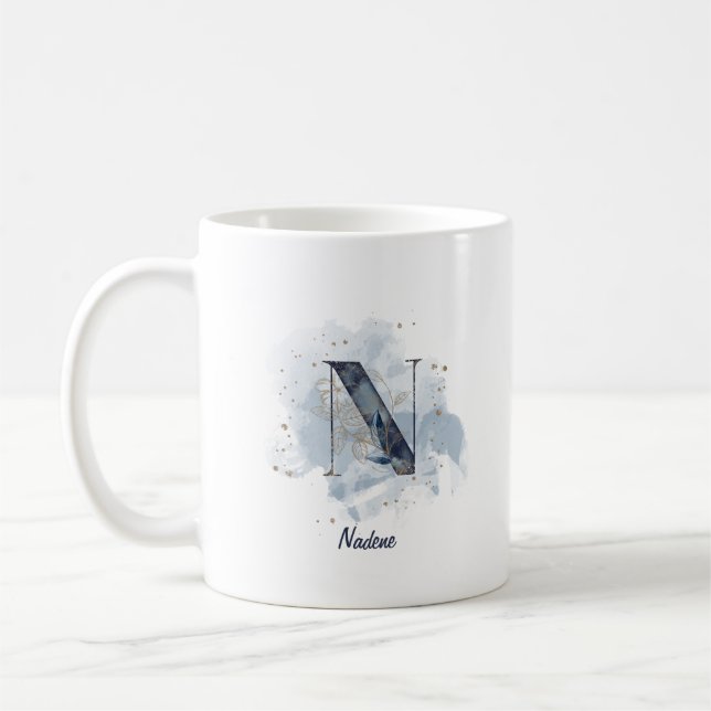 Personalisierter Name Anfangsbuchstabe N Kaffeetasse (Links)