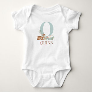 Personalisierter Name Anfangsbuchstabe Q Baby Body Strampler