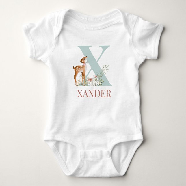Personalisierter Name Anfangsbuchstabe X Baby Body Baby Strampler (Vorderseite)