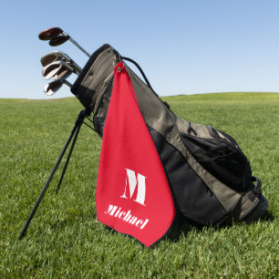 Personalisierter Name Anfangsfarbe Rot Golfhandtuch