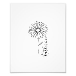 Personalisierter Name April daisy Birth Blume Fotodruck