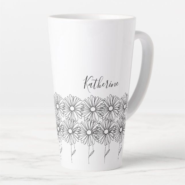Personalisierter Name April daisy Birth Blume Milchtasse (Rechte Ecke)