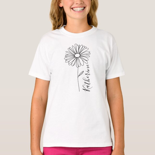 Personalisierter Name April daisy Birth Blume T-Shirt (Vorderseite)