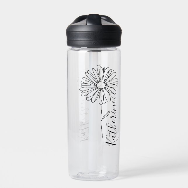 Personalisierter Name April daisy Birth Blume Trinkflasche (Vorderseite)