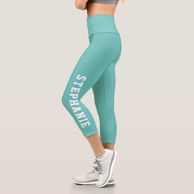 Personalisierter Name Aquamarin Capri Leggings (Links)