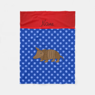 Personalisierter Name: armadillo blue polka dots Fleecedecke