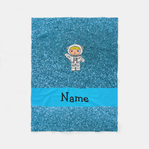 Personalisierter Name Astronaut Himmelsblau Glitze Fleecedecke