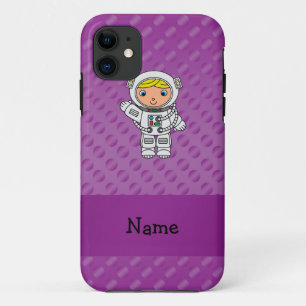 Personalisierter Name Astronaut lila Polka Punkte Case-Mate iPhone Hülle