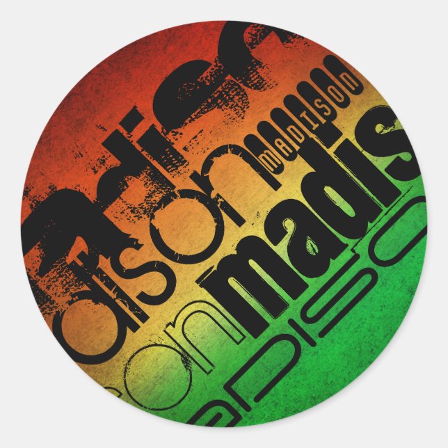 Personalisierter Name auf Neon Orange Yellow & Gre Runder Aufkleber (Vorderseite)