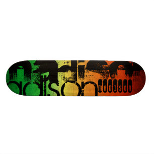 Personalisierter Name auf Neon Orange Yellow & Gre Skateboard