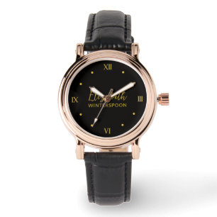 Personalisierter Name auf Raben-Schwarz Armbanduhr