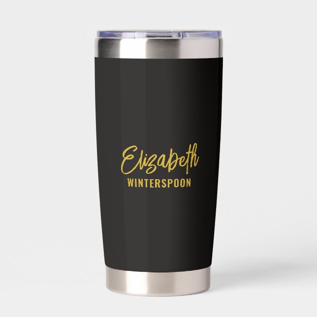 Personalisierter Name auf Raven Black Thermobecher (Vorderseite)