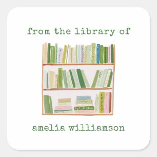 Personalisierter Name aus dem Bibliotheksgrün-Exli Quadratischer Aufkleber